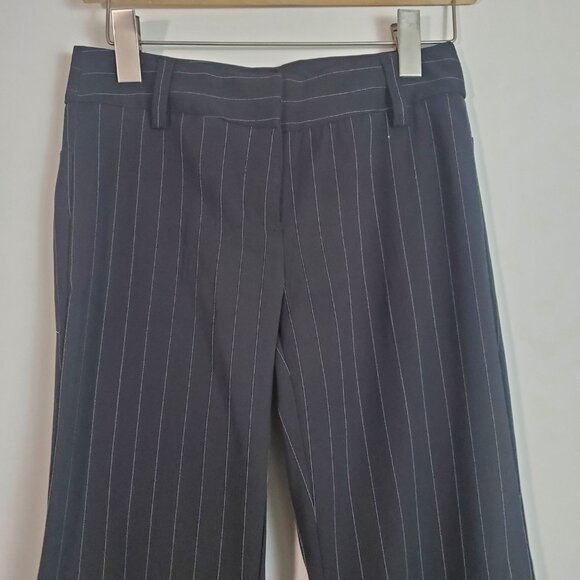 H&M Vintage Trousers 4 Black Striped Flare Leg Business Casual Academia Work - Picture 2 of 14